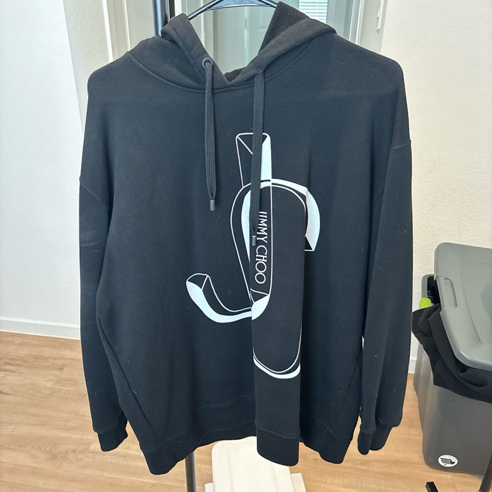 Jimmy Choo Black and White Logo Hoodie for Men
